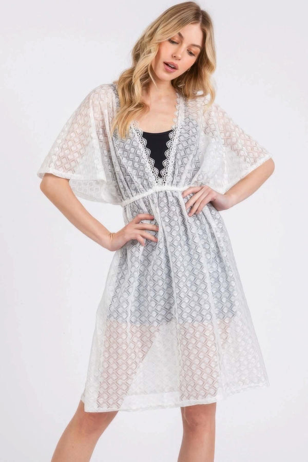 V-neck Detailed Crochet Lace Cover Up - Fit Me For 20