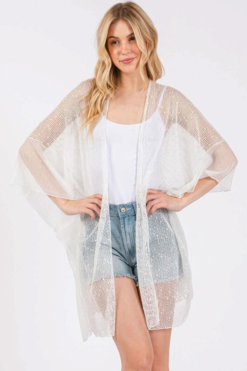 Embellished Sequin Mesh Cover Up - Fit Me For 20