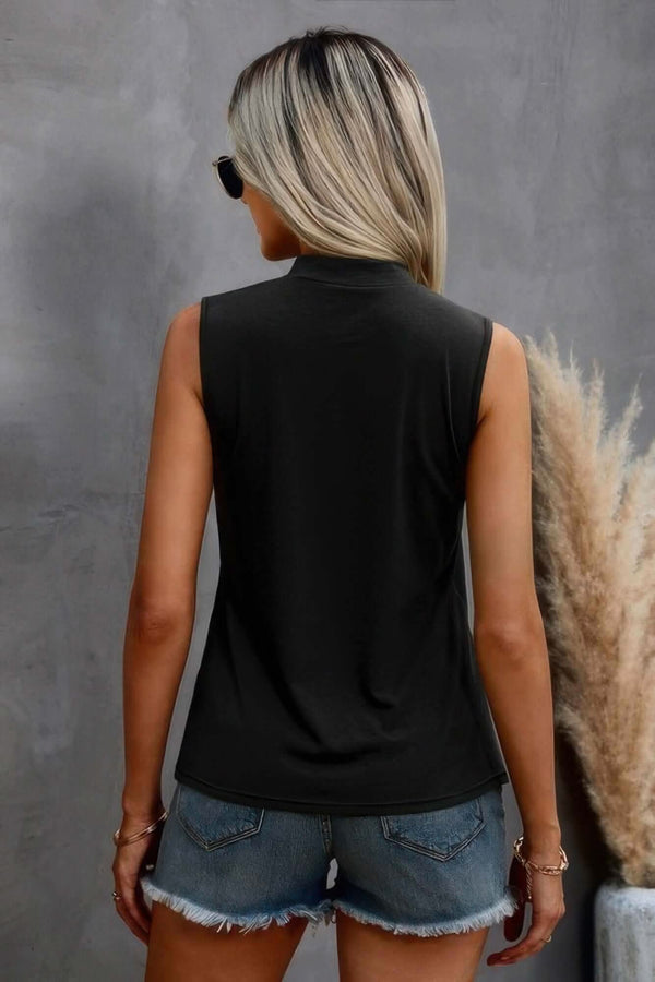 Solid Cold Cut Out Shoulder Sleeveless Top - Fit Me For 20