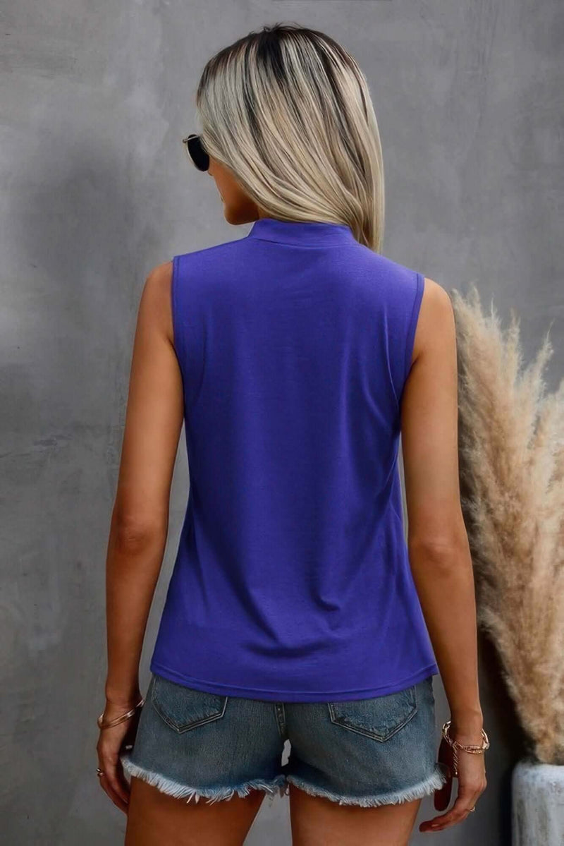 Solid Cold Cut Out Shoulder Sleeveless Top - Fit Me For 20