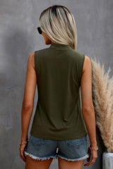 Solid Cold Cut Out Shoulder Sleeveless Top - Fit Me For 20