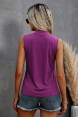 Solid Cold Cut Out Shoulder Sleeveless Top - Fit Me For 20