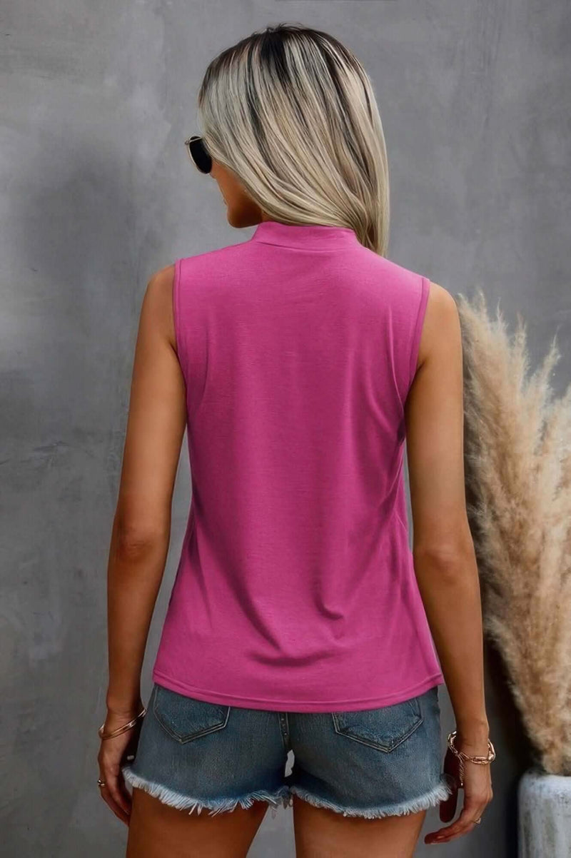 Solid Cold Cut Out Shoulder Sleeveless Top - Fit Me For 20