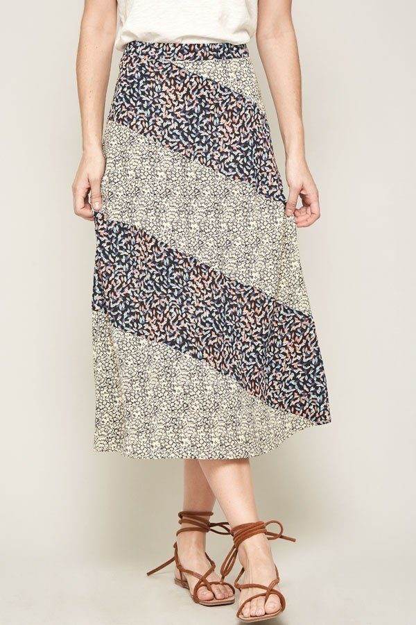 A Floral-print Woven Midi Skirt - Fit Me For 20