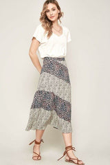 A Floral-print Woven Midi Skirt - Fit Me For 20