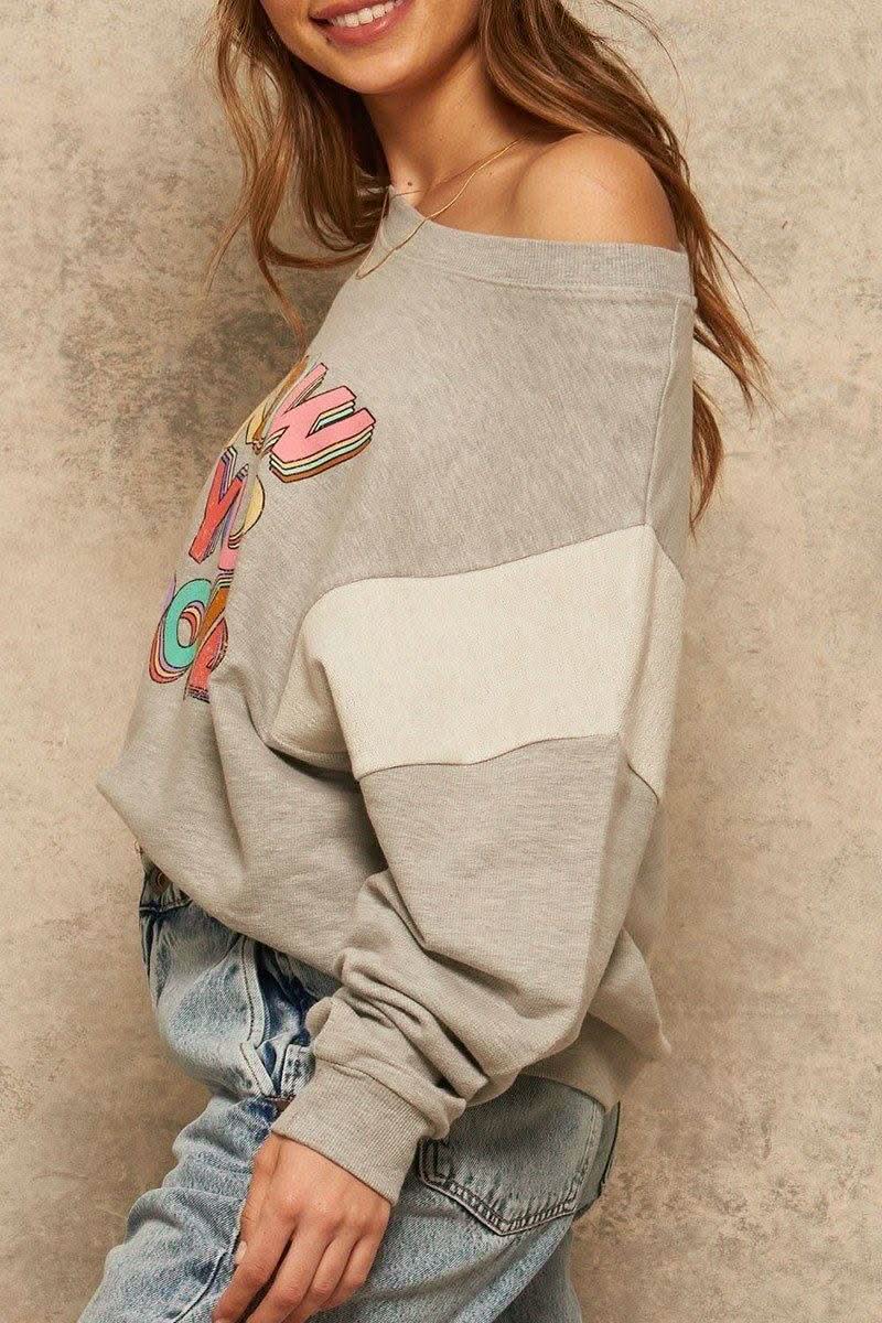 A French Terry Knit Graphic Sweatshirt - Fit Me For 20