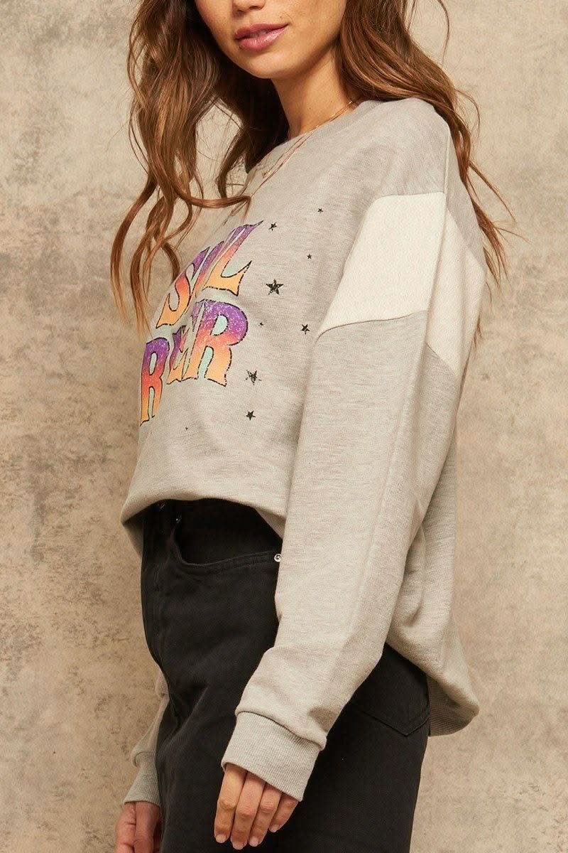 A French Terry Knit Graphic Sweatshirt - Fit Me For 20