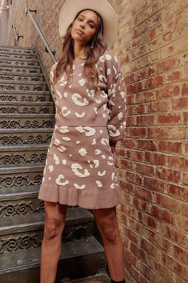 A Leopard-print Knit Mini Skirt - Fit Me For 20