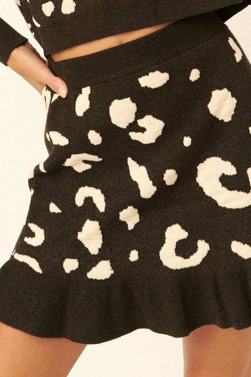 A Leopard-print Knit Mini Skirt - Fit Me For 20