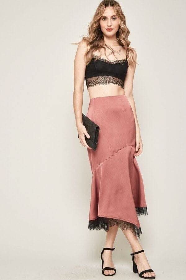 A Solid Woven Midi Skirt - Fit Me For 20