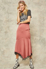 A Solid Woven Midi Skirt - Fit Me For 20