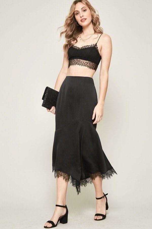 A Solid Woven Midi Skirt - Fit Me For 20