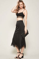 A Solid Woven Midi Skirt - Fit Me For 20