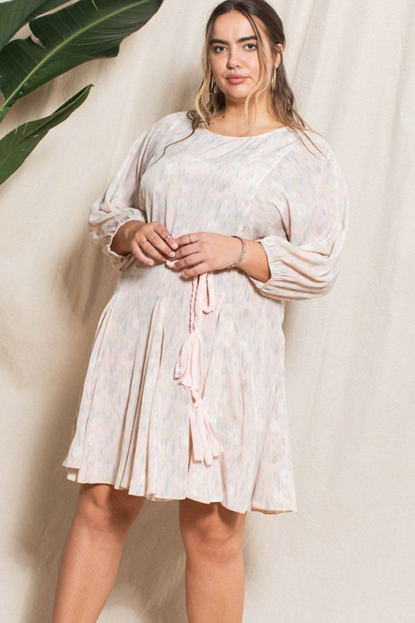 Abstract Printed Mini Swing Woven Dress - Fit Me For 20