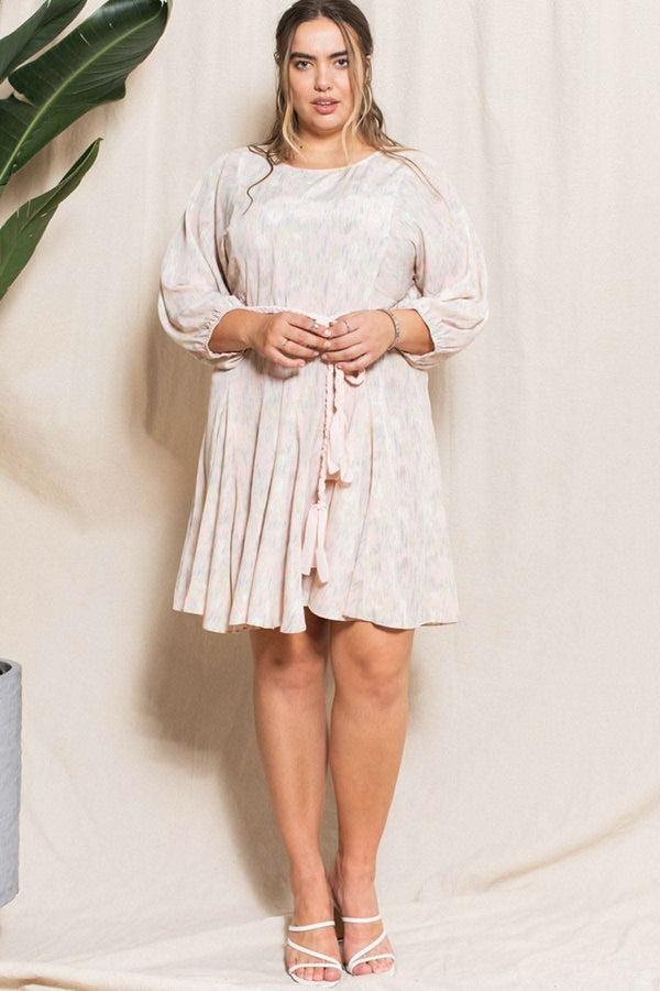 Abstract Printed Mini Swing Woven Dress - Fit Me For 20