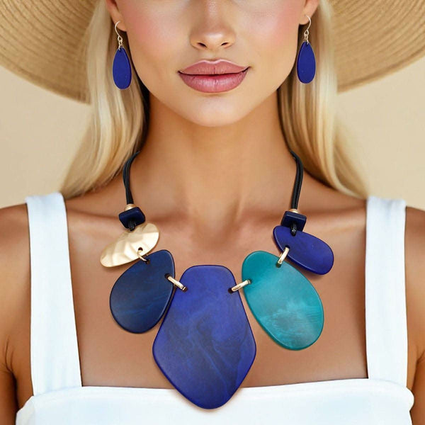 Necklace Shades of Blue Bib Set for Women - Fit Me For 20