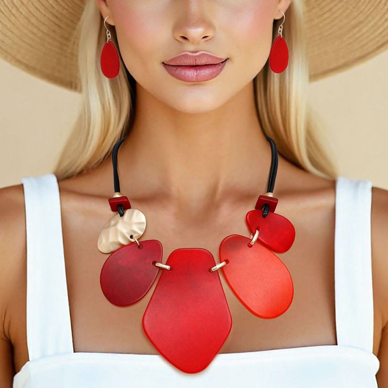 Necklace Shades of Red Bib Set for Women - Fit Me For 20