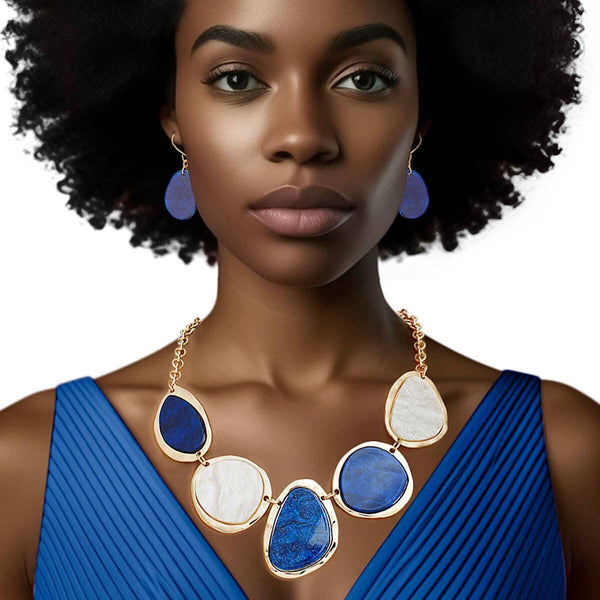SGRHO Marbled Blue White Gold Chain for Women - Fit Me For 20