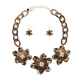 Collar Marbled Leopard Links 3D Flower Necklace - Fit Me For 20