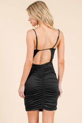 All Around Ruching Double Layered Open Back Dress - Fit Me For 20