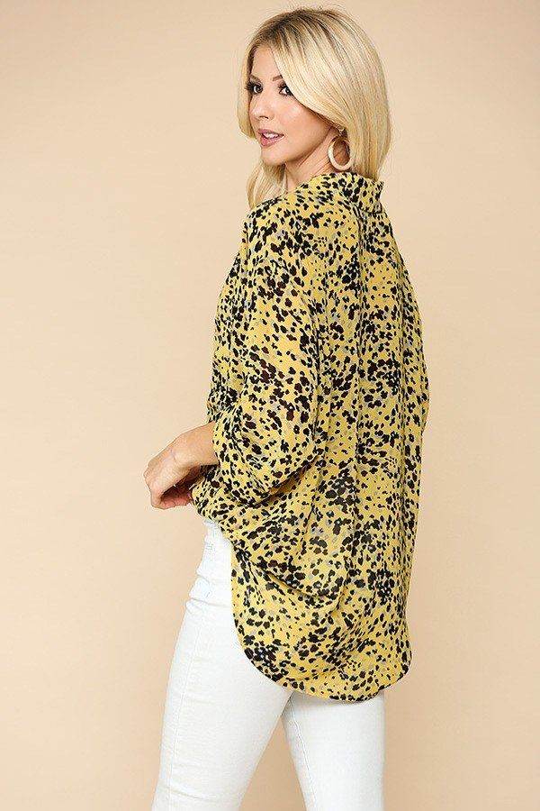Animal Print Button Down Lapel Collar Shirt With Chest Pocket - Fit Me For 20