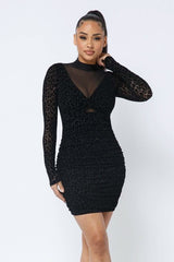 Animal Print Long Sleeve Mock Neck Mini Dress - Fit Me For 20