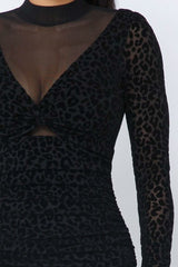 Animal Print Long Sleeve Mock Neck Mini Dress - Fit Me For 20