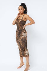 Animal Print Midi Dress With Strap - Fit Me For 20