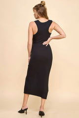 Arrow Sleeve Detail Rib Midi Dress - Fit Me For 20