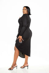 Asymmetrical Sweater Dress With Waterfall Ruffle - Fit Me For 20