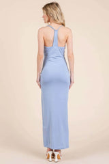 Asymmetry Ruched Double Layered Maxi Dress - Fit Me For 20