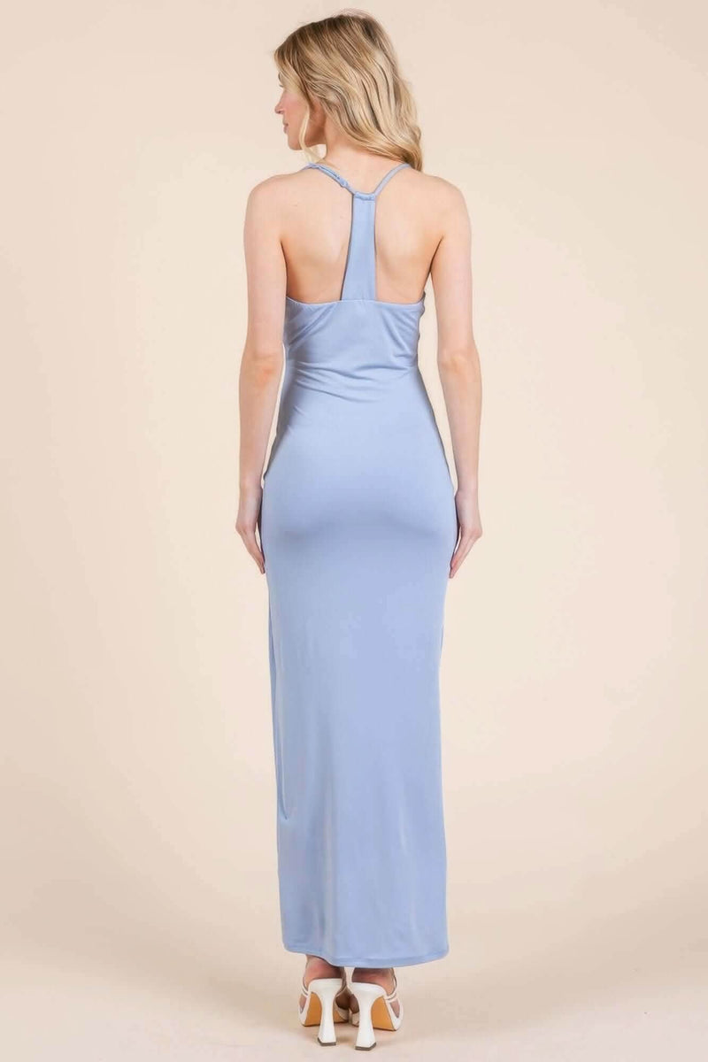 Asymmetry Ruched Double Layered Maxi Dress - Fit Me For 20