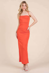 Asymmetry Ruched Double Layered Maxi Dress - Fit Me For 20