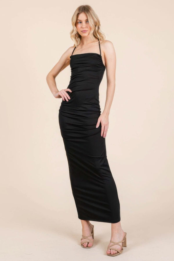 Asymmetry Ruched Double Layered Maxi Dress - Fit Me For 20