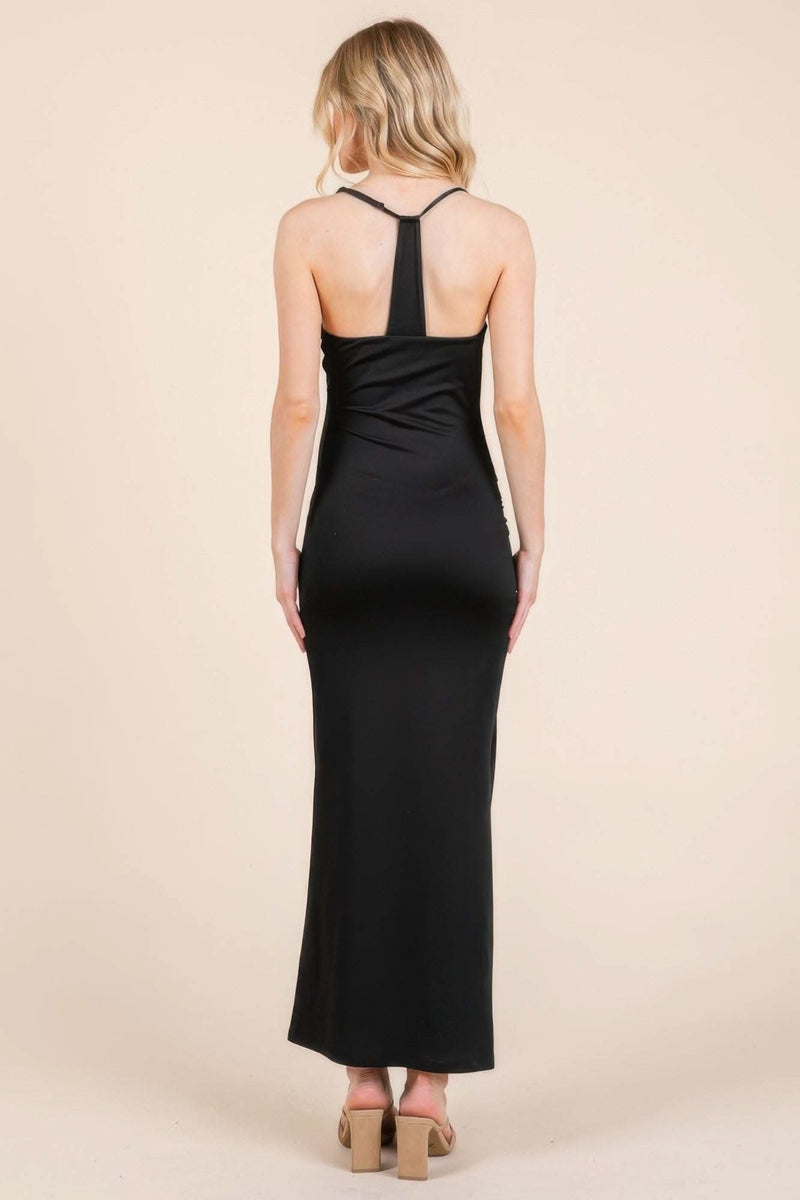 Asymmetry Ruched Double Layered Maxi Dress - Fit Me For 20