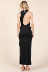 Back Cut Out Side Shirring Side Slit Maxi Dress - Fit Me For 20
