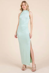 Back Cut Out Side Shirring Side Slit Maxi Dress - Fit Me For 20