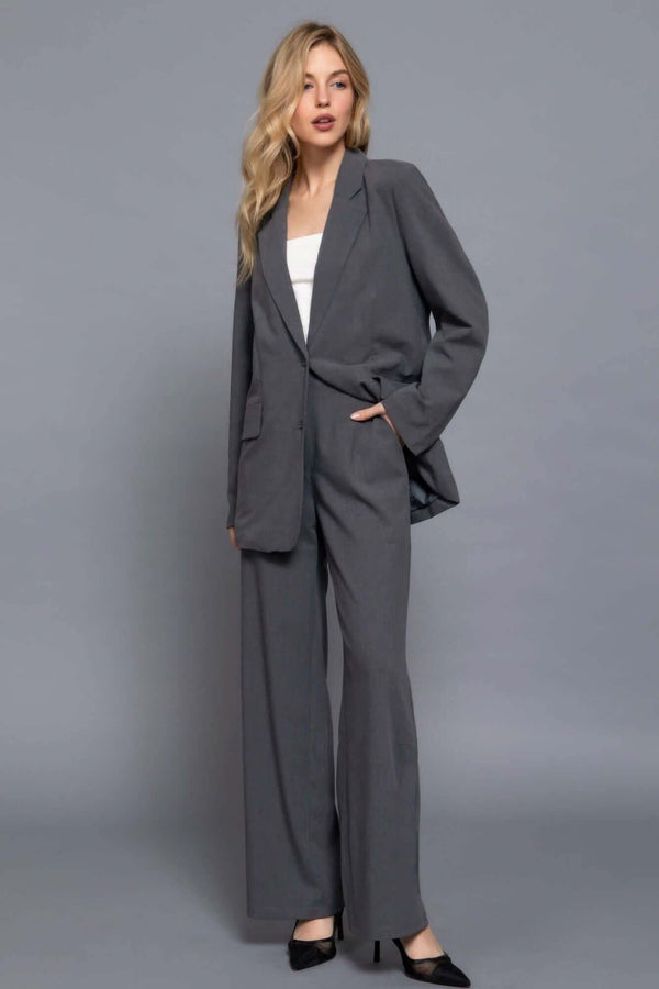 Back elastic straight woven long pants - Fit Me For 20