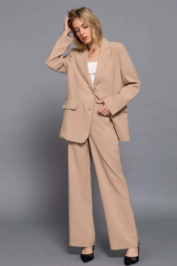 Back elastic straight woven long pants - Fit Me For 20