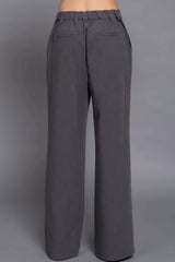 Back elastic straight woven long pants - Fit Me For 20