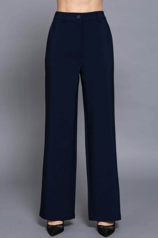 Back elastic straight woven long pants - Fit Me For 20
