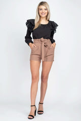 Balloon Sleeve Lace Ruffle Top - Fit Me For 20