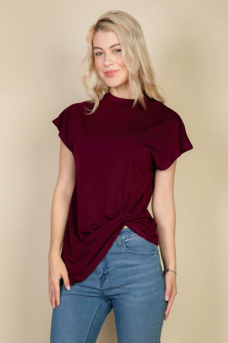 Batwing Sleeve Twist Front Tee - Fit Me For 20