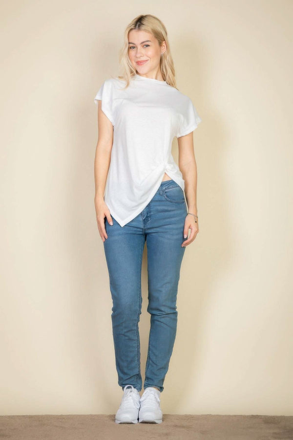 Batwing Sleeve Twist Front Tee - Fit Me For 20