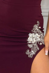 Beaded Embroidered Near Slit Detail Maxi Ddress - Fit Me For 20