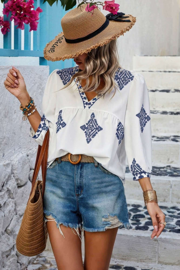 Boho Breeze Embroidered Top - Fit Me For 20