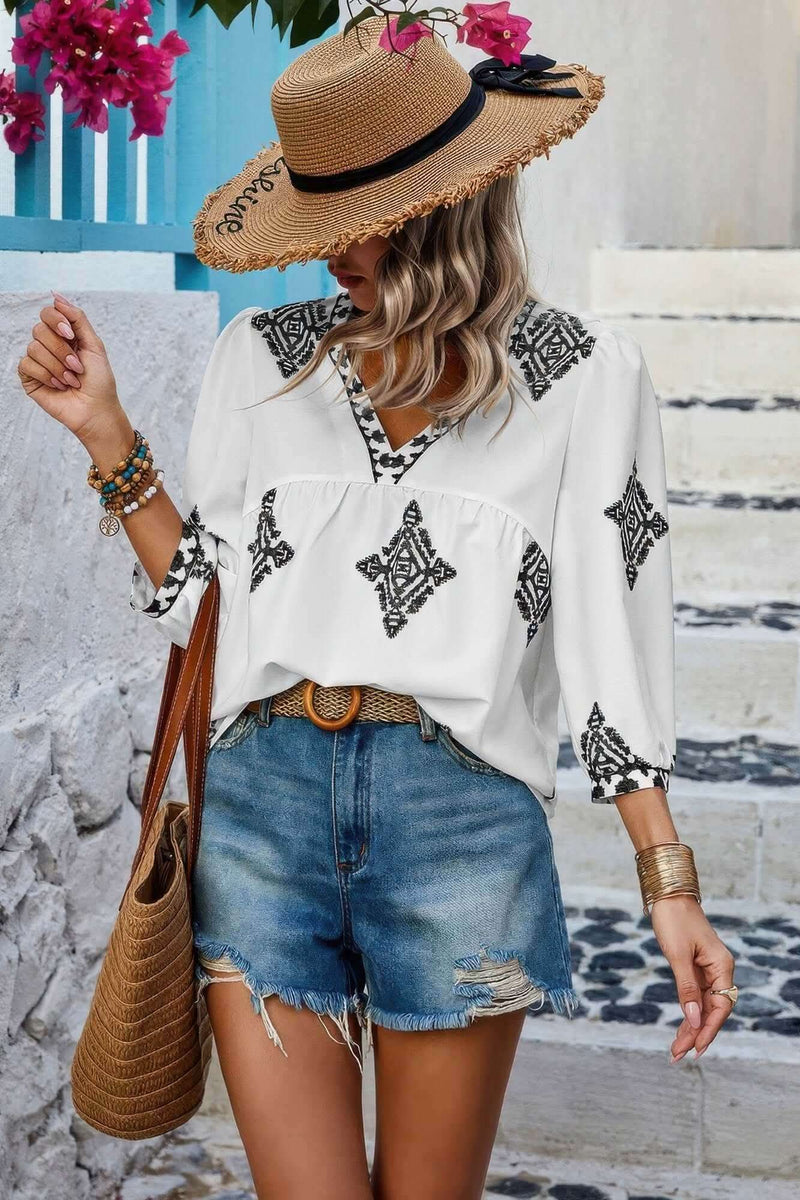 Boho Breeze Embroidered Top - Fit Me For 20