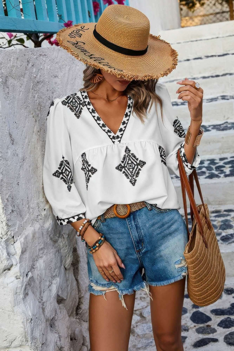 Boho Breeze Embroidered Top - Fit Me For 20