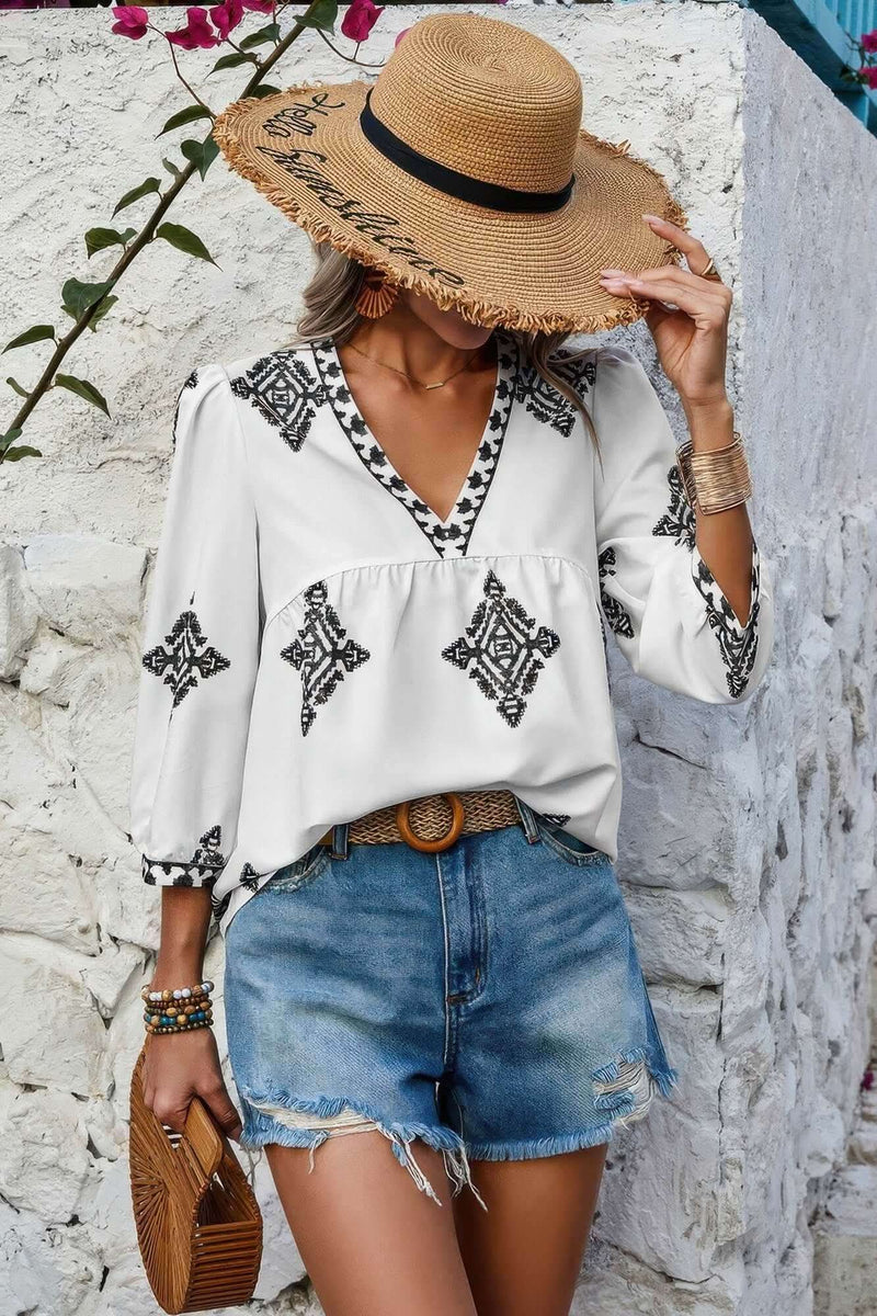 Boho Breeze Embroidered Top - Fit Me For 20