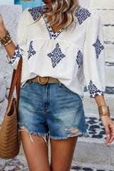 Boho Breeze Embroidered Top - Fit Me For 20